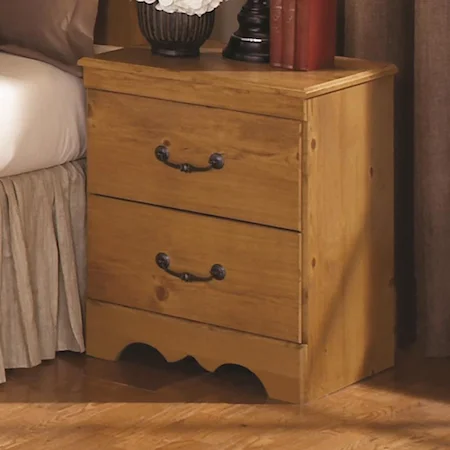 2 Drawer Nightstand with Curved Base Trim